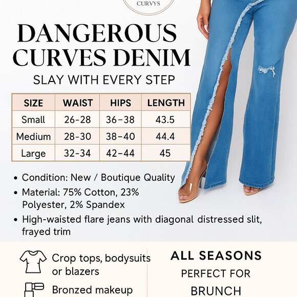 Women's Flared Jeans with High Waist Bottom Pants for Comfortable Denim Style - Picture 15 of 15